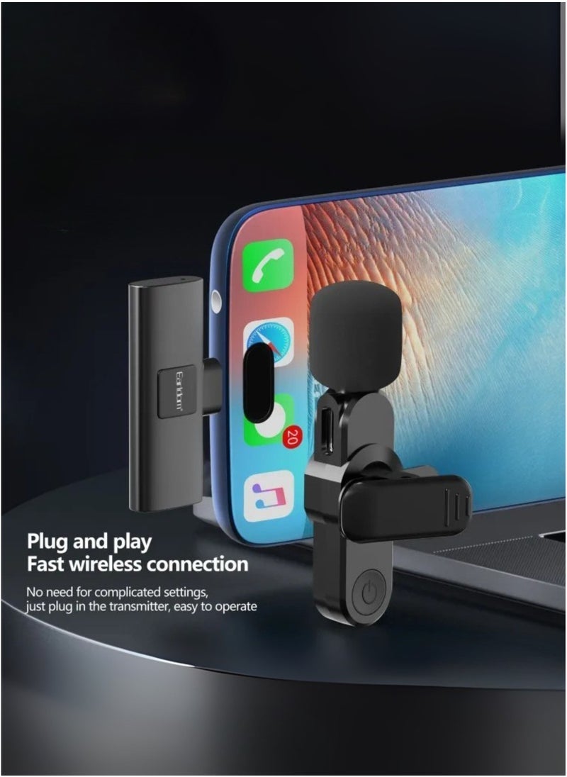 Earldom Wireless Lavalier Microphone for andriod Type C – Plug & Play Mini Mic with Charging Case & Earbud – Dual Lightning Mics for YouTube, TikTok, Live Streaming, Vlogging, Podcast, Interviews, Gaming - Image 3