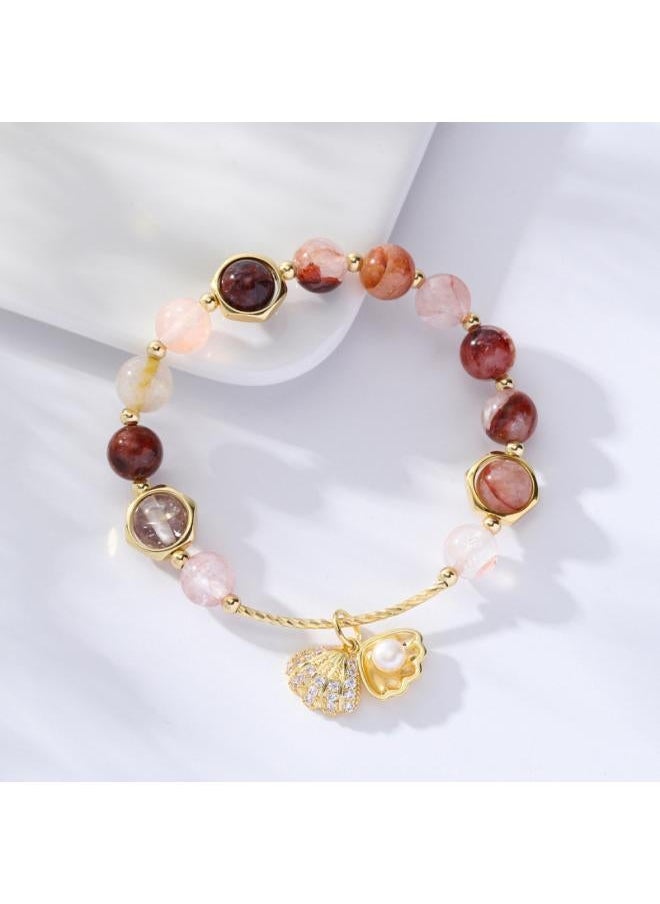 NIBEMINENT - [colorful] Natural Color Hair Crystal Bracelet Female Transporter Candy Rainbow Scallop Zibo Tao Ryukyu - Image 1