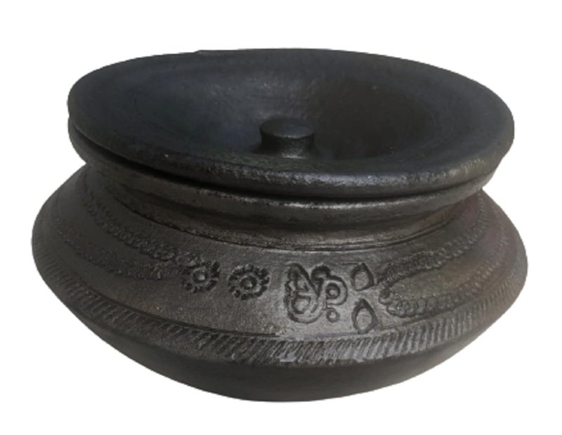 RUKDA Handmade Unglazed Earthen Traditional Pot for Cooking Natural Cooking ServingClayMitti Handi Satti for Cooking Biriyani HandiDalSambarRasamCurryVeggies General Cooking 2 Liter - Image 1
