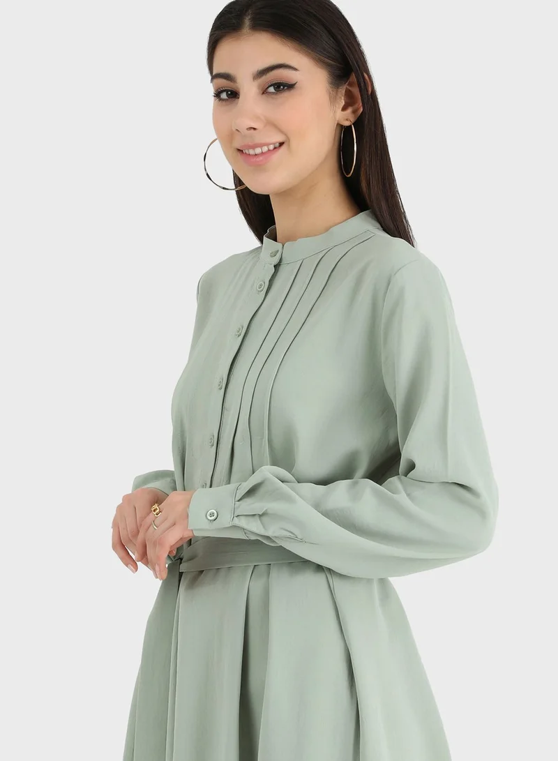 Refka by modanisa Belted Button Detail Tunic