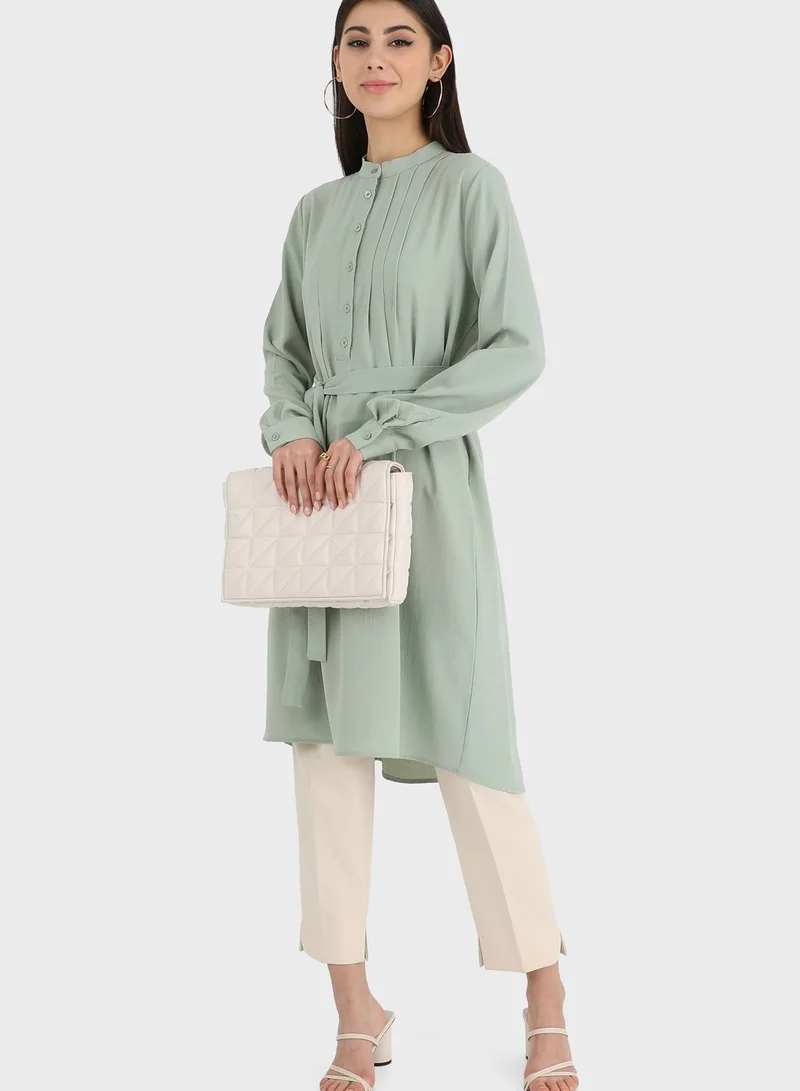 Refka by modanisa Belted Button Detail Tunic