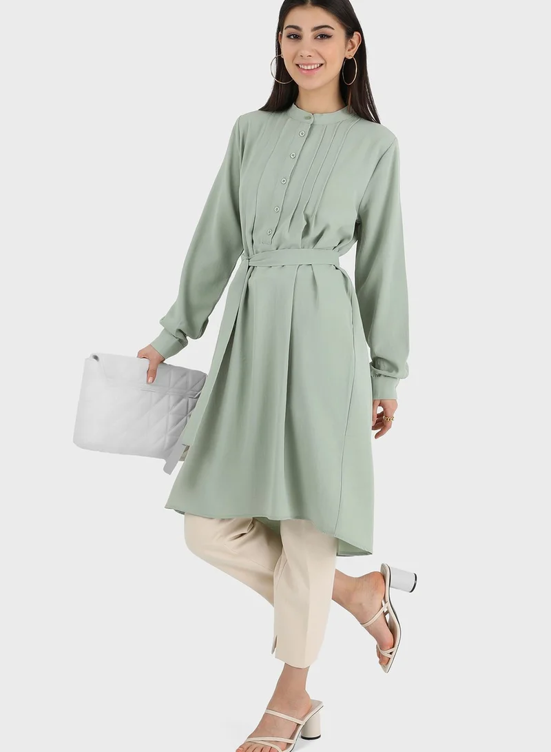 Refka by modanisa Belted Button Detail Tunic