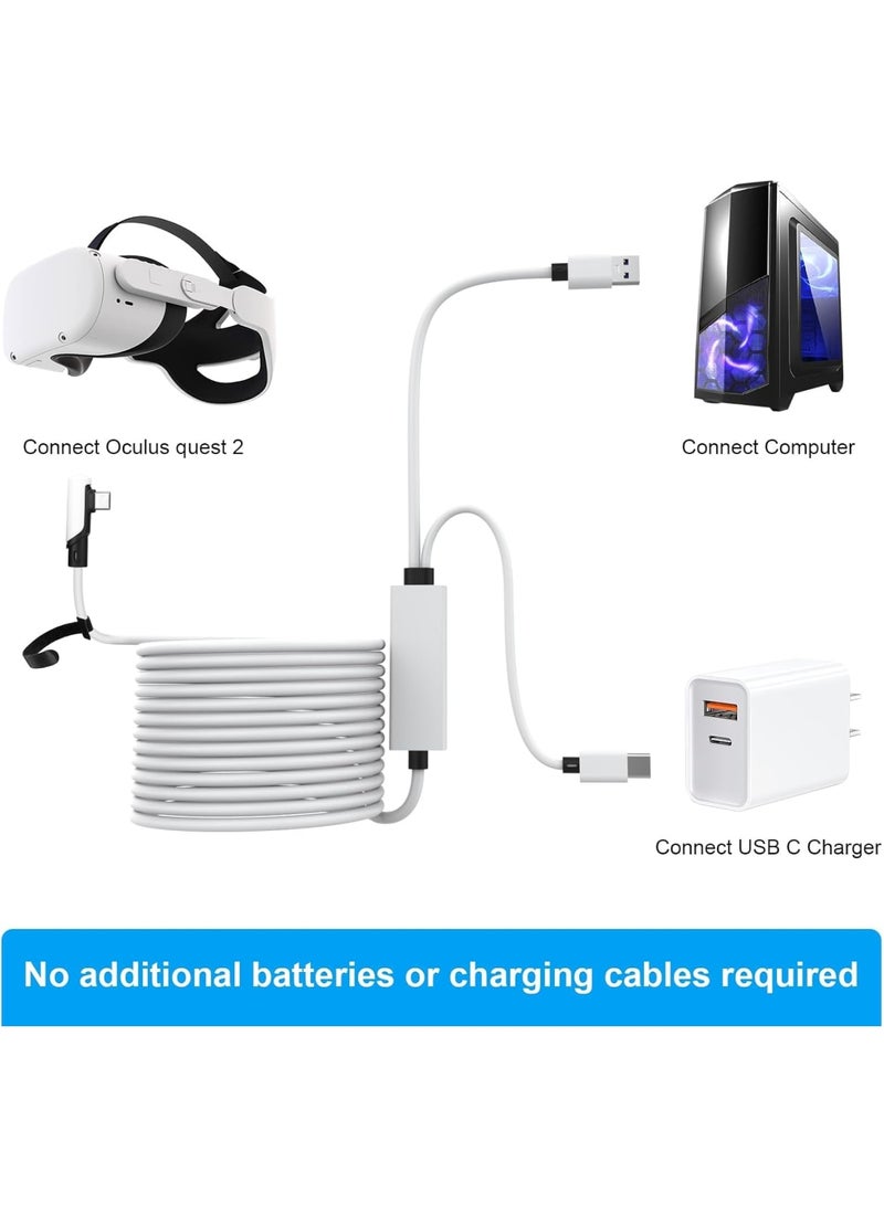Zikra Link Cable 5M Compatible with Quest 2/Pico 4 - 16FT Compatible with Meta Quest 3/2/Pro, Separate USB-C Charging Cable for Power Supply, USB 3.0 to Type-C for VR Headset/Gaming PC - Image 2
