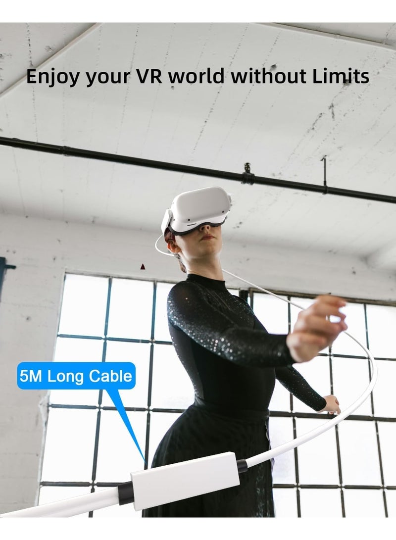 Zikra Link Cable 5M Compatible with Quest 2/Pico 4 - 16FT Compatible with Meta Quest 3/2/Pro, Separate USB-C Charging Cable for Power Supply, USB 3.0 to Type-C for VR Headset/Gaming PC - Image 5