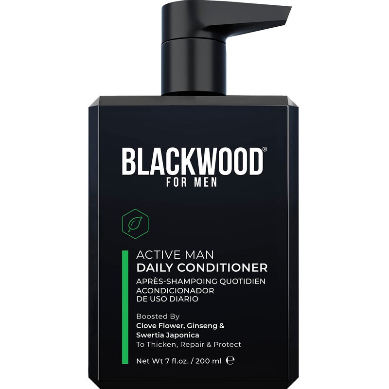 BLACKWOOD FOR MEN Active Man Daily Conditioner - Men's Thickening Conditioner for Hair Loss & Dandruff - Deep Treatment for Shine - Natural Vegan Formula - Sulfate, Paraben, & Cruelty-Free (7 Oz) - Image 1