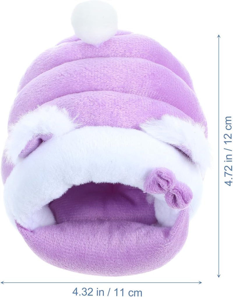 ARTIBETTER Small Hamster House Cotton Bed with Cushion, Thickened Warm Sleeping Nest for Winter, Medium Purple Cozy Hideout for Hamsters and Small Pets - Image 2