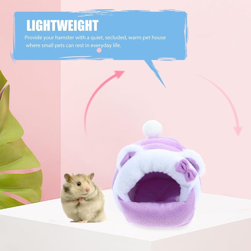 ARTIBETTER Small Hamster House Cotton Bed with Cushion, Thickened Warm Sleeping Nest for Winter, Medium Purple Cozy Hideout for Hamsters and Small Pets - Image 5
