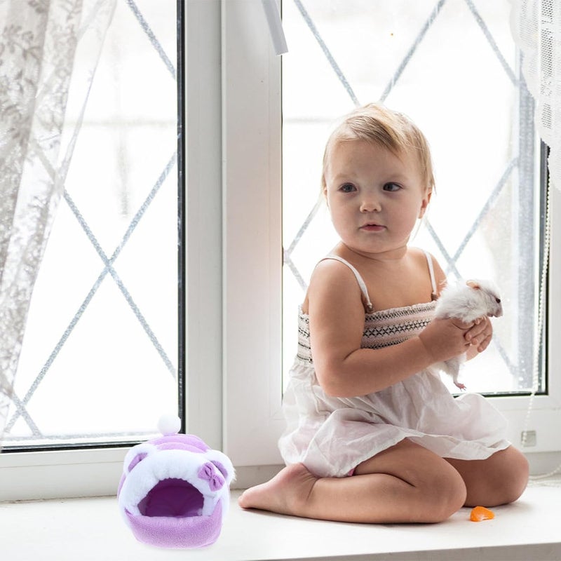 ARTIBETTER Small Hamster House Cotton Bed with Cushion, Thickened Warm Sleeping Nest for Winter, Medium Purple Cozy Hideout for Hamsters and Small Pets - Image 4