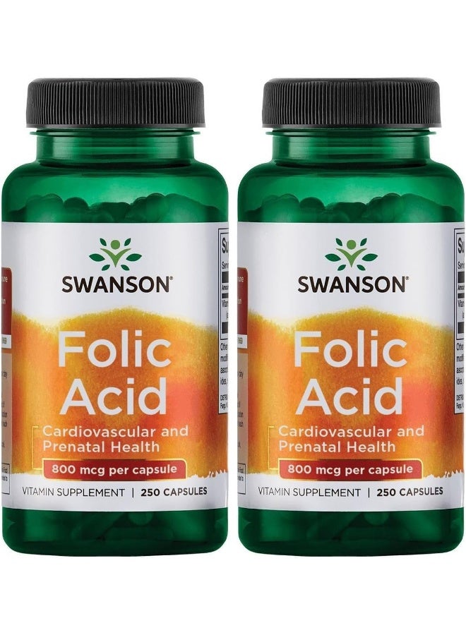 SWANSON Folic Acid Capsules 800 mcg for Health