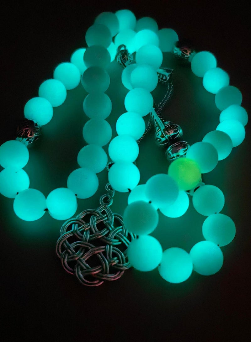 موجود 45 مسبحة صلاة من الأحجار المضيئة/تسبيح/10 مم/تتألق في الظلام، وتنير الإيمان - Image 3