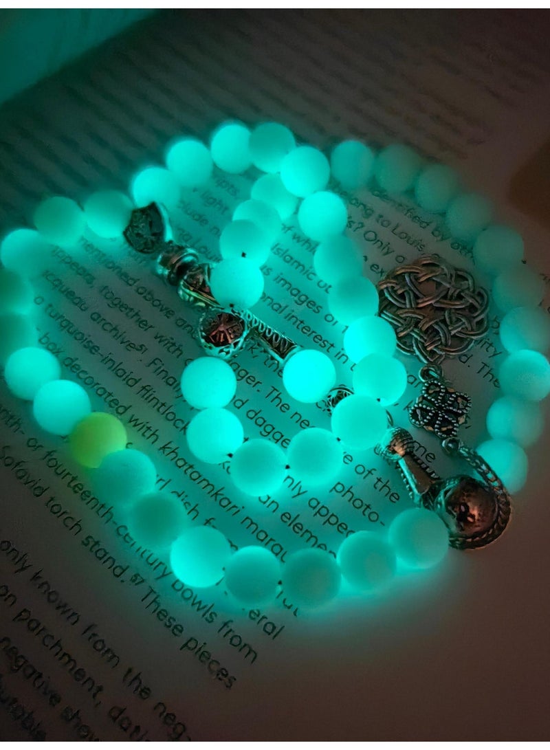 موجود 45 مسبحة صلاة من الأحجار المضيئة/تسبيح/10 مم/تتألق في الظلام، وتنير الإيمان - Image 5