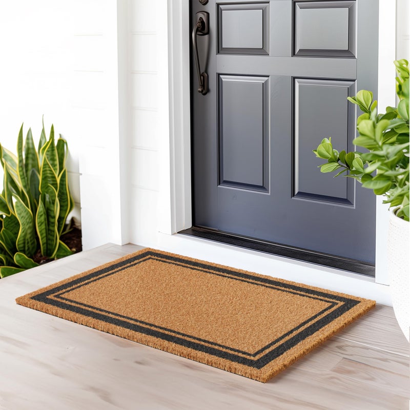 Barnyard Designs Natural Coco Coir Heavy Duty Backing Doormat - Large Cute Non-Slip Front Door Welcome Mat for Outside Entrance or Porch Entry, Brown (24x36, Border) - Image 2
