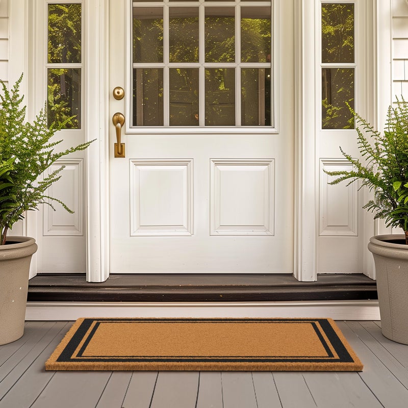 Barnyard Designs Natural Coco Coir Heavy Duty Backing Doormat - Large Cute Non-Slip Front Door Welcome Mat for Outside Entrance or Porch Entry, Brown (24x36, Border) - Image 3
