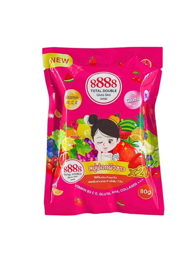 8888 TOTAL DOUBLE Gluta Skin Soap Red 80g 2 Pcs - Image 2