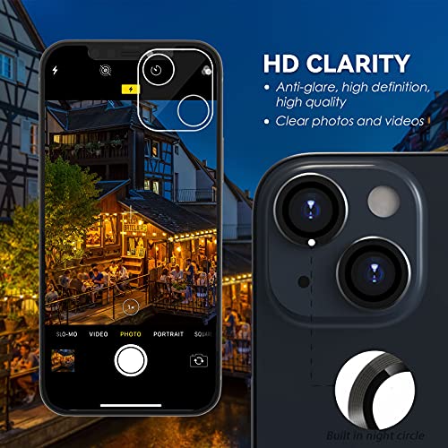 CloudValley Camera Lens Protector Designed for iPhone 13/13 Mini, Tempered Glass Protective Film, Aluminum Alloy Camera Lens Cover (Black) - Image 4