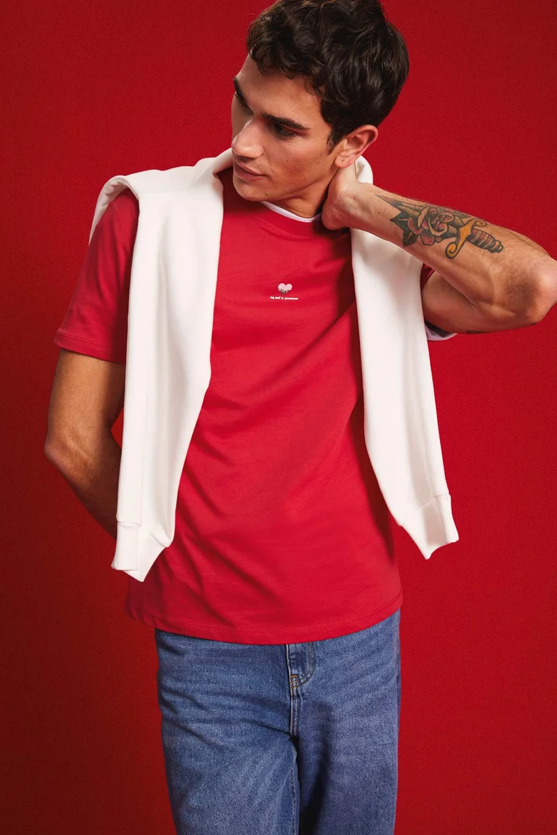 ديفاكتو Regular Fit Crew Neck Printed Short Sleeve T-Shirt