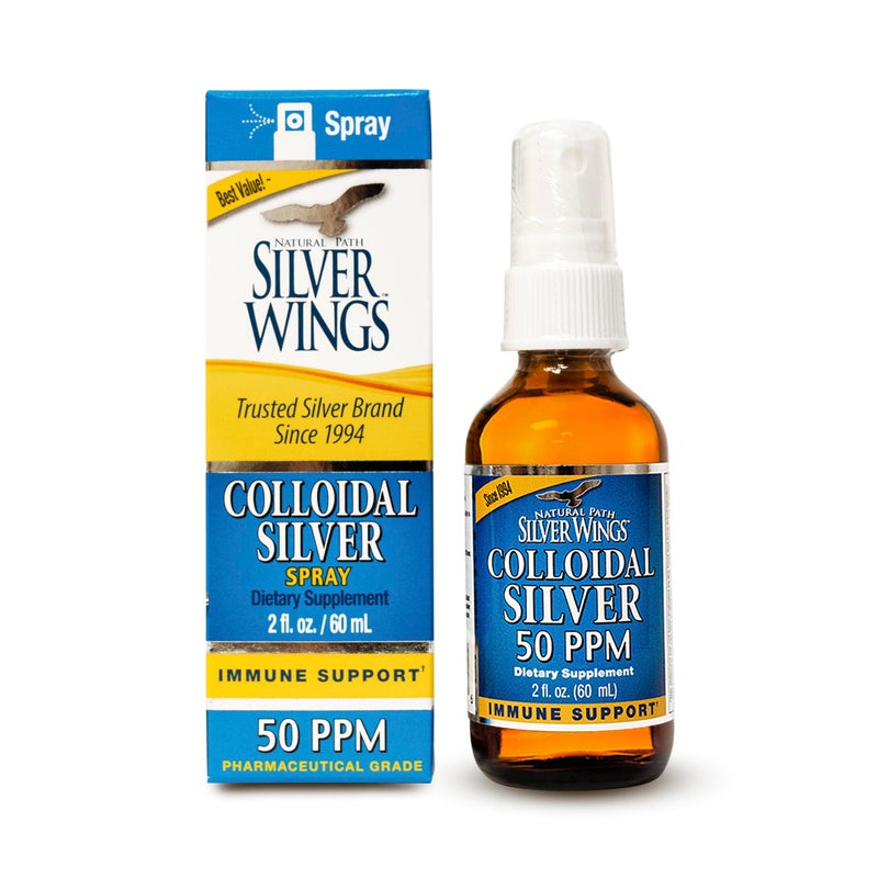 Natural Path Silver Wings Colloidal Silver Liquid Daily Immune Support Supplement 50ppm 250mcg 2oz Spray