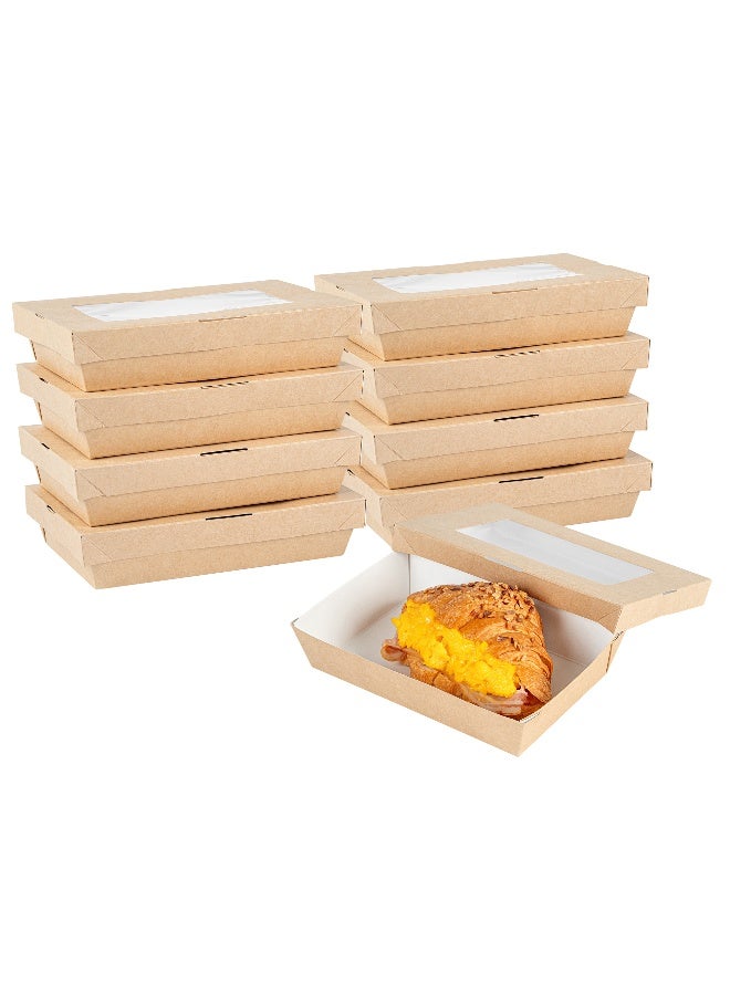 Restaurantware Cafe Vision 28 Ounce To Go Boxes, 200 Clear Window Take Out Boxes - Grease-Resistant, Secure Lid, Kraft Paper Disposable Lunch Boxes, Sustainable, 7.5 x 5.1 x 1.6 Inch - Image 2