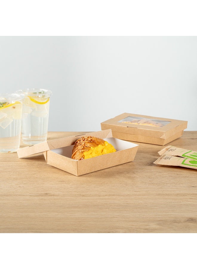 Restaurantware Cafe Vision 28 Ounce To Go Boxes, 200 Clear Window Take Out Boxes - Grease-Resistant, Secure Lid, Kraft Paper Disposable Lunch Boxes, Sustainable, 7.5 x 5.1 x 1.6 Inch - Image 4