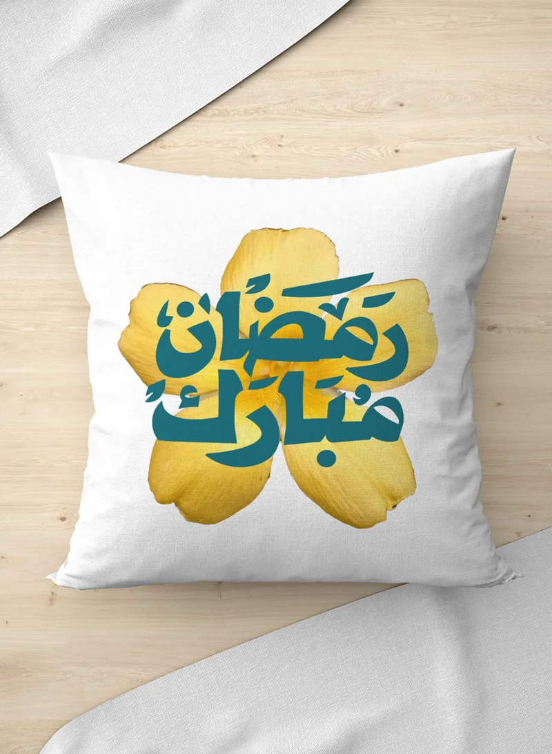 LOWHA Polyester Pillowcase Cushion Cover with Ramadan Kareem on Yellow Flower Design
