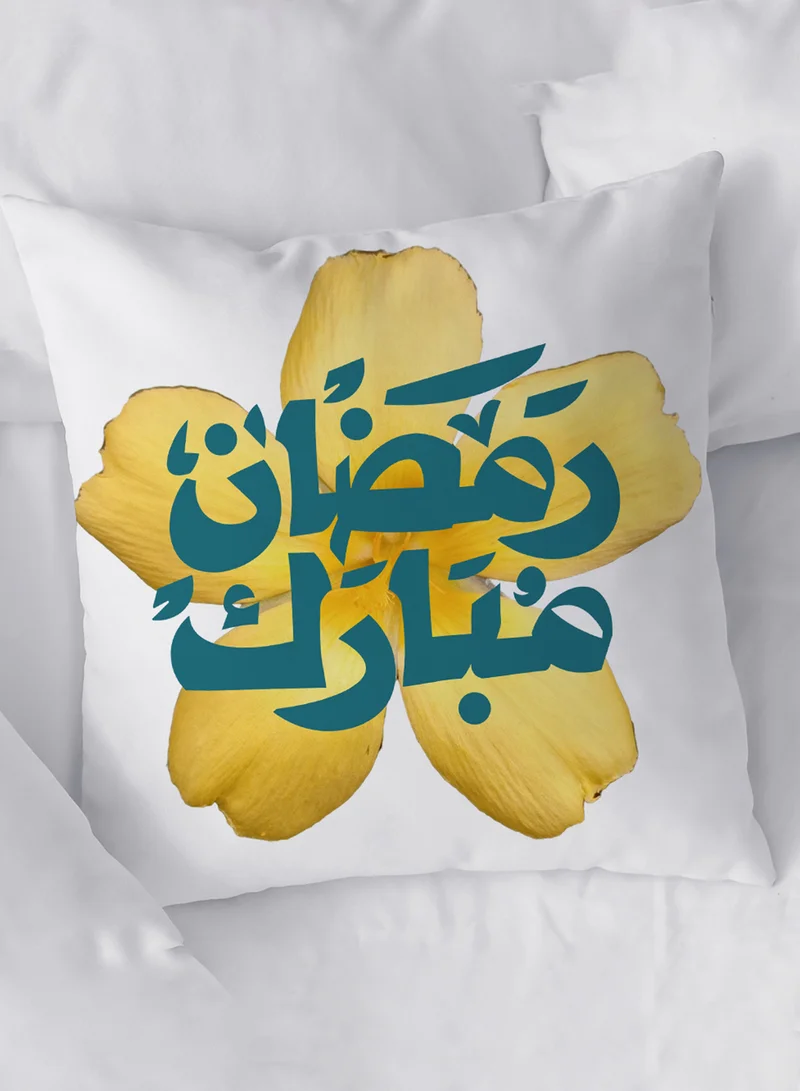 LOWHA Polyester Pillowcase Cushion Cover with Ramadan Kareem on Yellow Flower Design