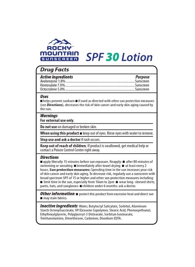 Rocky Mountain Sunscreen لوسيون SPF-30 | خالي من الجلوتين | آمن للشعاب المرجانية | طيف واسع UVA/UVB | خالي من العطور | 128 أونصة جالون مع مضخة - Image 2