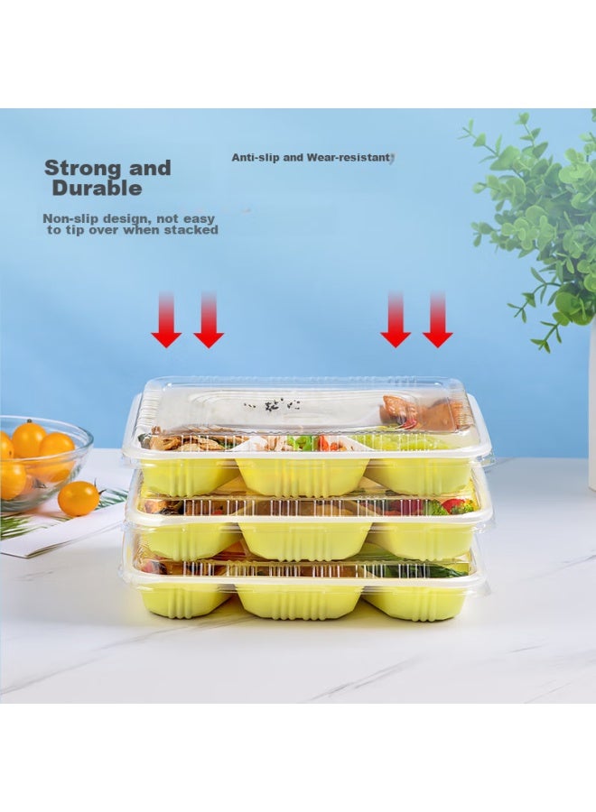 Yata Wutian Disposable Food Containers With 5 Compartments, Takeout Boxes, Fast Food Containers With Lids, 1000ml*100 Sets, Microwave Safe - Image 3