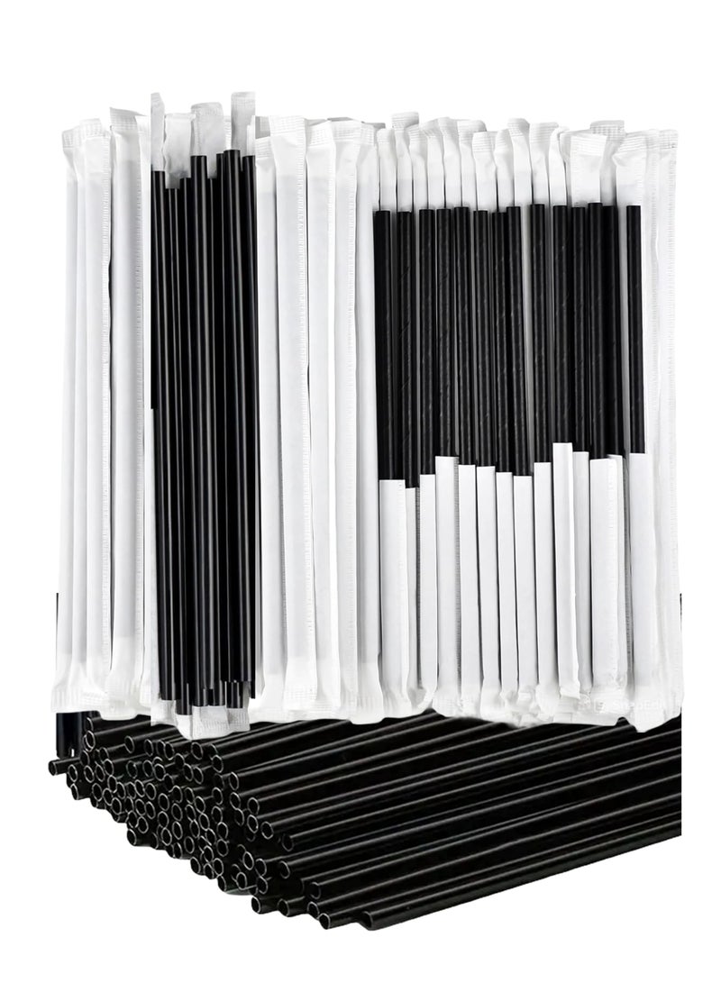 Lavish 250 Pcs Black Long Disposable Plastic Drinking Straws 24cm | Individually Wrapped Straws | Extra Long for Juice, Milk, Smoothies, Parties | Hygienic & Convenient Everyday Use - Image 1
