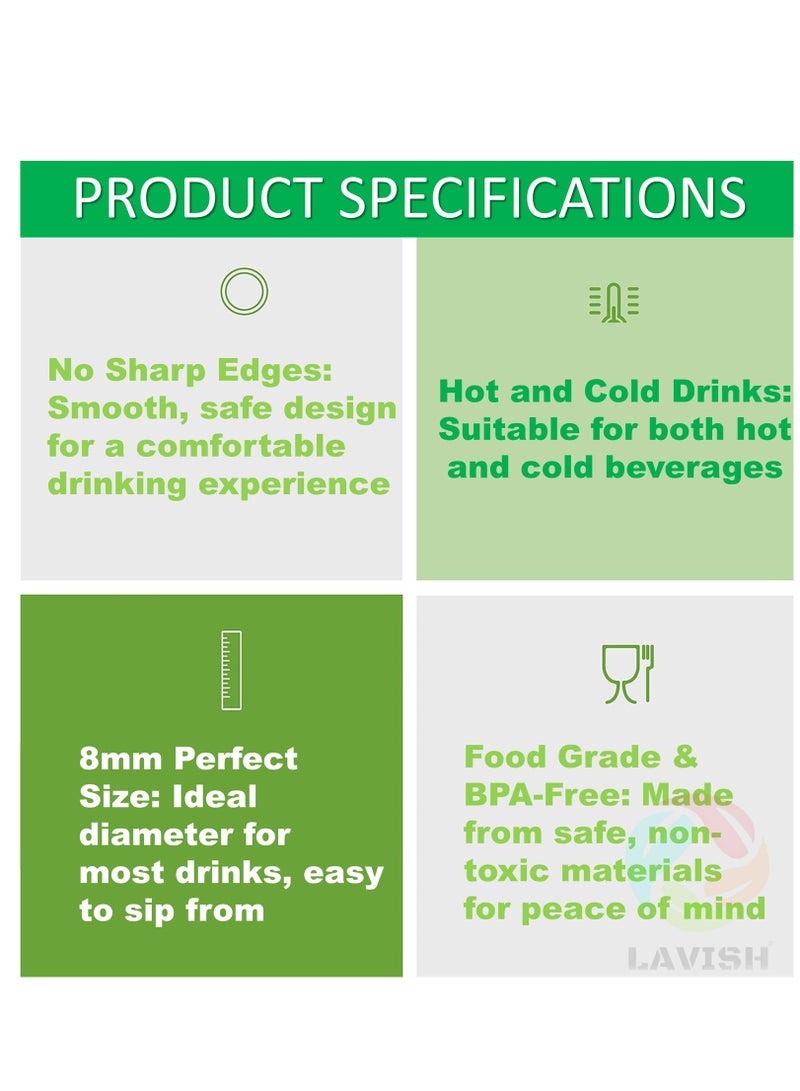 Lavish 250 Pcs Black Long Disposable Plastic Drinking Straws 24cm | Individually Wrapped Straws | Extra Long for Juice, Milk, Smoothies, Parties | Hygienic & Convenient Everyday Use - Image 4