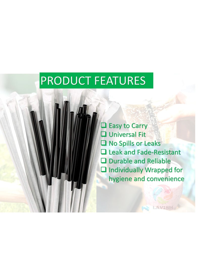 Lavish 250 Pcs Black Long Disposable Plastic Drinking Straws 24cm | Individually Wrapped Straws | Extra Long for Juice, Milk, Smoothies, Parties | Hygienic & Convenient Everyday Use - Image 5