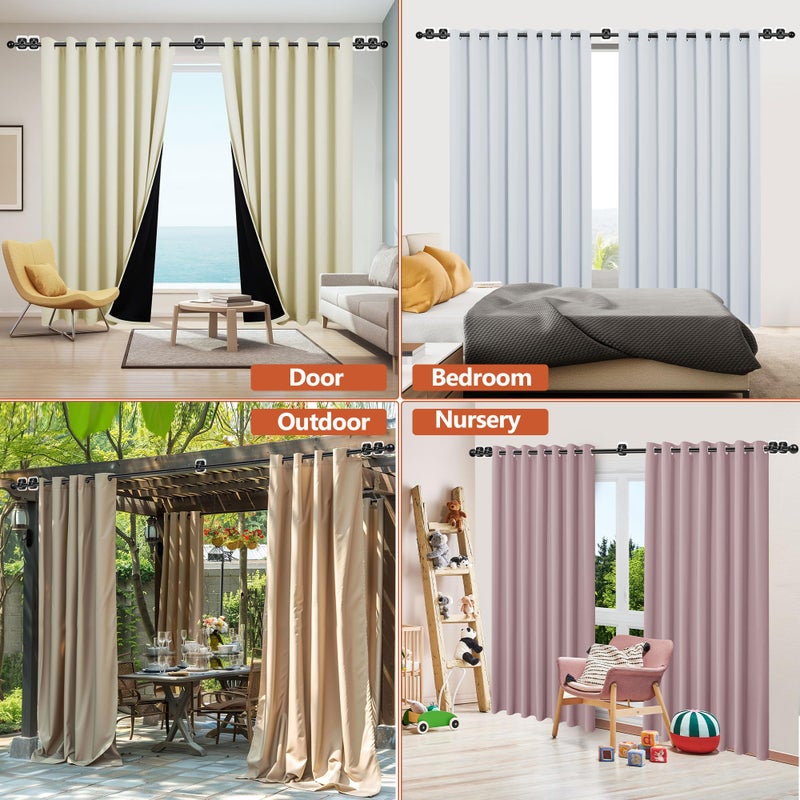 Tidisort Curtain Rods No Drilling for Windows 48 to 84-96 Inch,5/8 Inch Diameter Drapey Pole with No Drill Curtain Rod Brackets,Renter Friendly Cortineros Para Ventanas with Adhesive Holder Black - Image 3