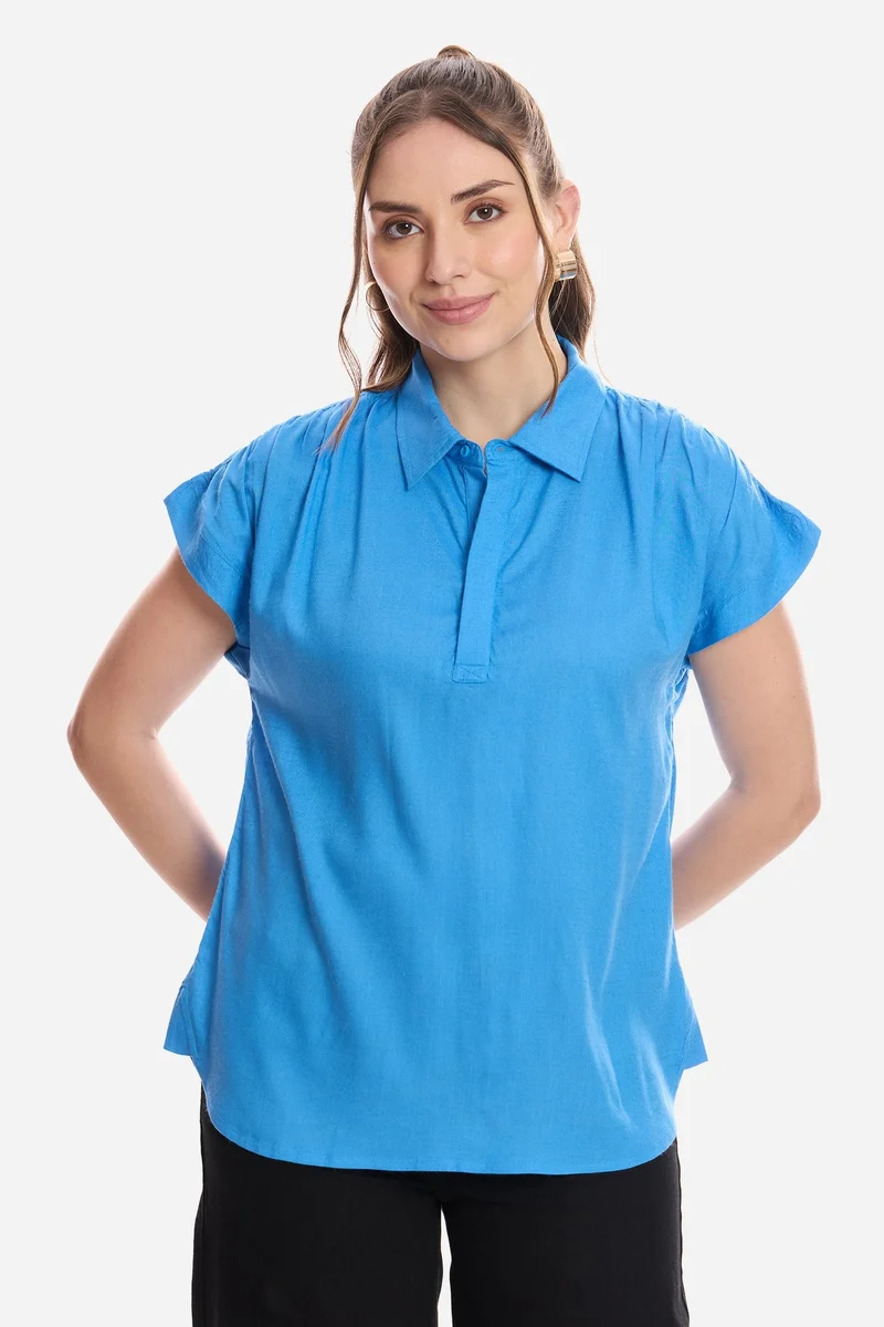 فيرجيو Solid Viscose Pull-On Shirt for Women