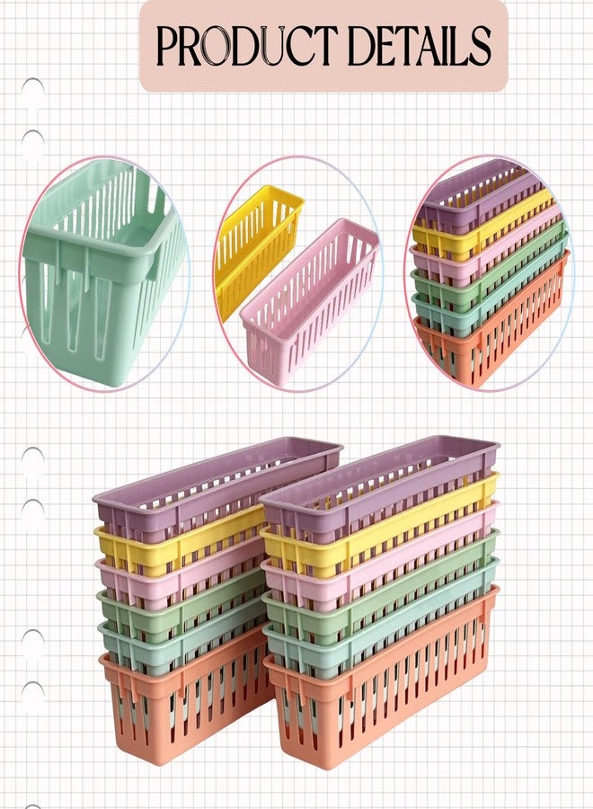 RAUVOLFIA 12 Pack Classroom Pencil Organizer Pencil Basket or Crayon Basket, Small Pencil Holder Tray for Kids Desks (Boho) - Image 3