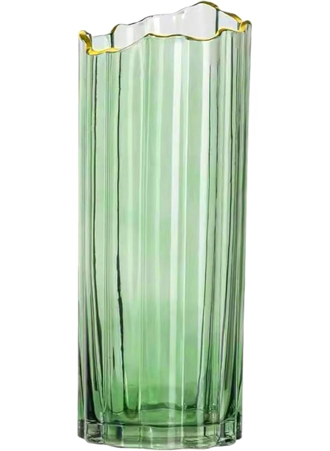 Green Tiger Tall Glass Vase for Flower Green Vase Heavy Large Cylinder Vase Home Decoration 12x30cm - Image 1