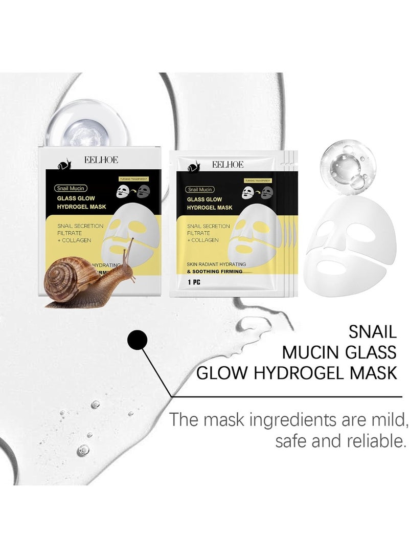 EELHOE 4 pcs Advanced Snail Mucin Glass Glow Hydrogel Face Mask Hydrating Lifting Soothing and Firming Facial Mask Snail Mucin Collagen Face Mask Anti Wrinkle Face Mask Glass Skin Collagen Facial Mask Sheet - Image 2