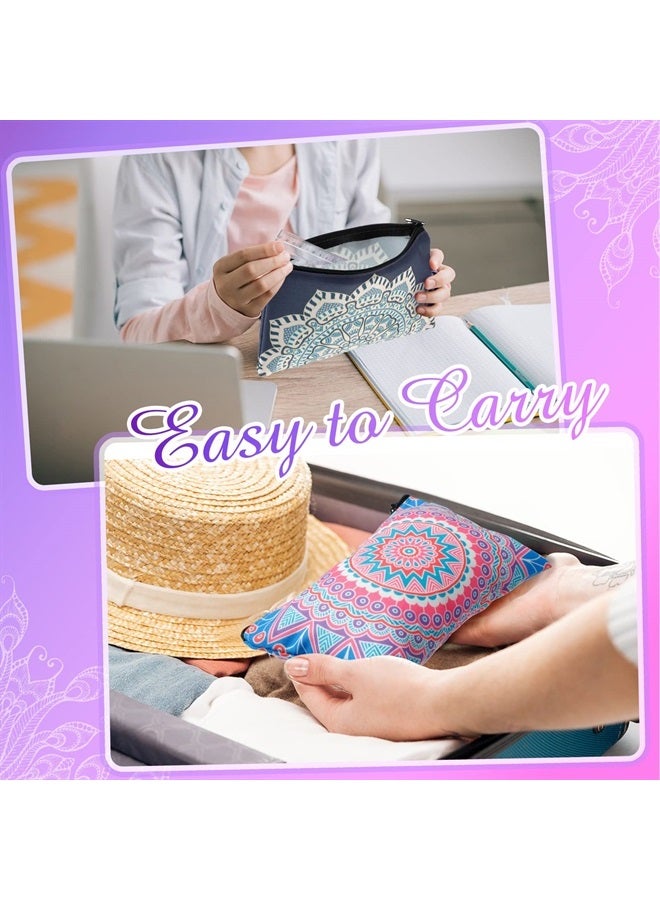 Reginary 20 Pieces Cosmetic Bag for Women, Roomy Makeup Bags with Zipper Toiletry Bag Pouch Travel Packing Accessory Organizer Gifts, 7 x 4.3 Inches (Mandala) - Image 3
