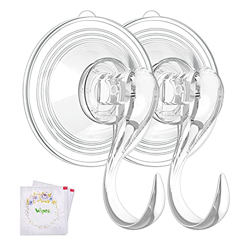VIS'V Wreath Hanger, Large Suction Cup Wreath Hooks with Wipes, Heavy Duty, 22 LB Capacity, Removable and Reusable, Clear, 2 Pcs - Image 1