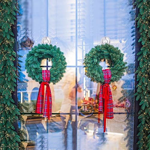 VIS'V Wreath Hanger, Large Suction Cup Wreath Hooks with Wipes, Heavy Duty, 22 LB Capacity, Removable and Reusable, Clear, 2 Pcs - Image 2