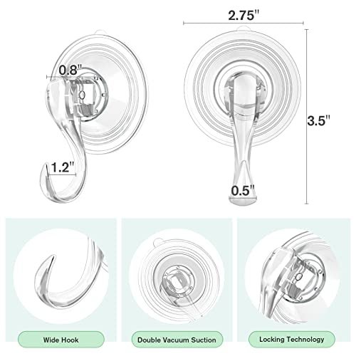 VIS'V Wreath Hanger, Large Suction Cup Wreath Hooks with Wipes, Heavy Duty, 22 LB Capacity, Removable and Reusable, Clear, 2 Pcs - Image 4