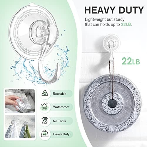 VIS'V Wreath Hanger, Large Suction Cup Wreath Hooks with Wipes, Heavy Duty, 22 LB Capacity, Removable and Reusable, Clear, 2 Pcs - Image 3