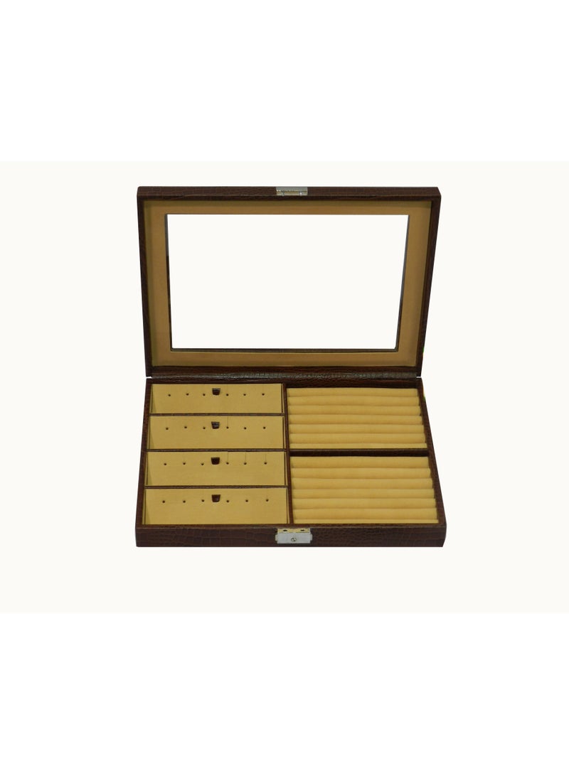 LAVERI LEATHER Laveri Genuine Leather Earring Box And Ring Organizer Storage Stud Tray Showcase Storage Case - Image 1