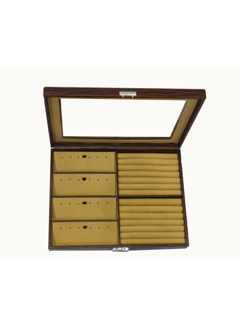 LAVERI LEATHER Laveri Genuine Leather Earring Box And Ring Organizer Storage Stud Tray Showcase Storage Case - Image 4