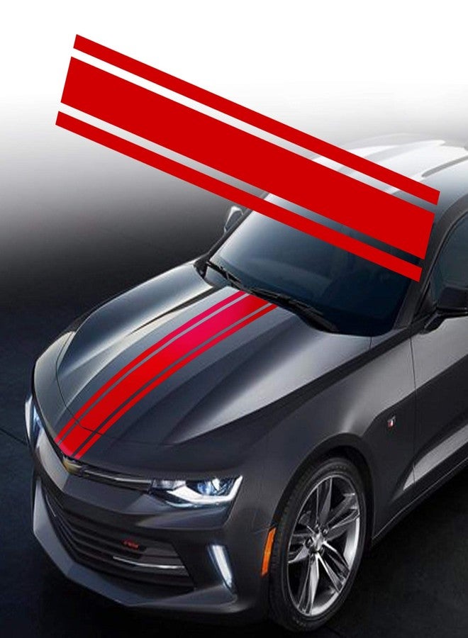 TOMALL 49"x 8.7" Car Hood Stripe Sticker Auto Racing Body Side Stripe Decal Skirt Roof Hood Bumper Decal Vinyl Modified Sticker Decoration for Car (Red) - Image 1