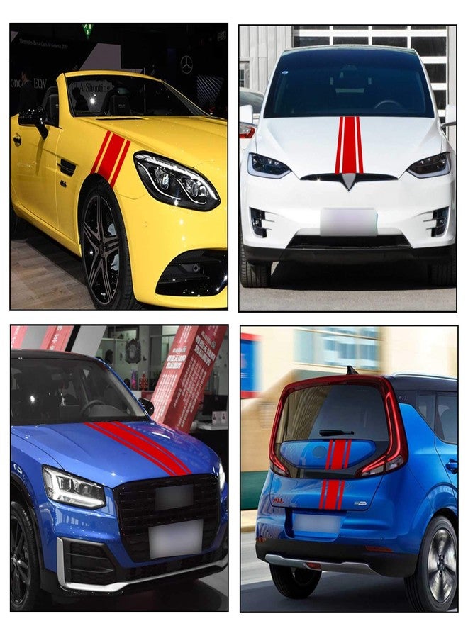 TOMALL 49"x 8.7" Car Hood Stripe Sticker Auto Racing Body Side Stripe Decal Skirt Roof Hood Bumper Decal Vinyl Modified Sticker Decoration for Car (Red) - Image 3