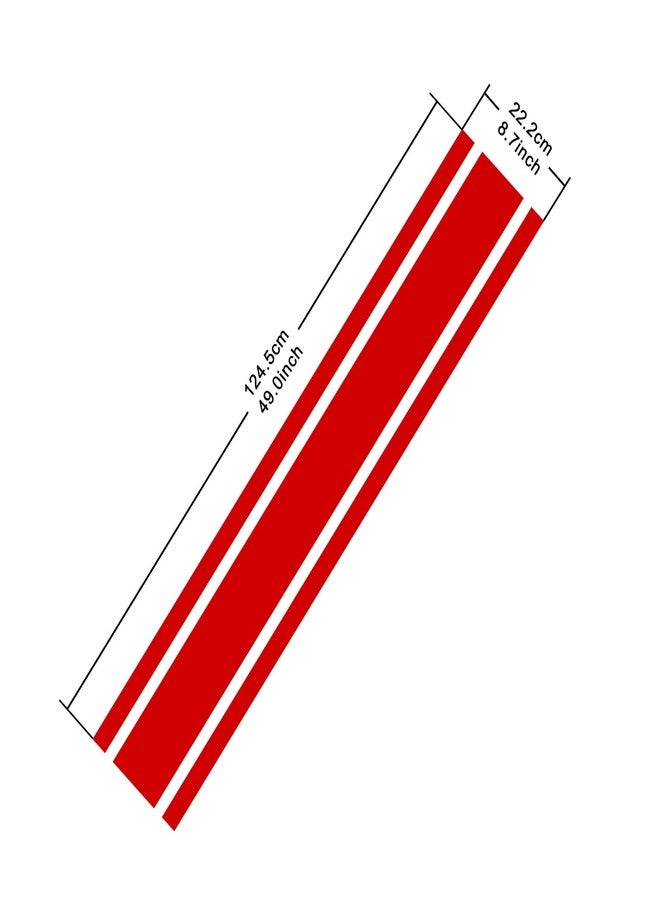 TOMALL 49"x 8.7" Car Hood Stripe Sticker Auto Racing Body Side Stripe Decal Skirt Roof Hood Bumper Decal Vinyl Modified Sticker Decoration for Car (Red) - Image 2