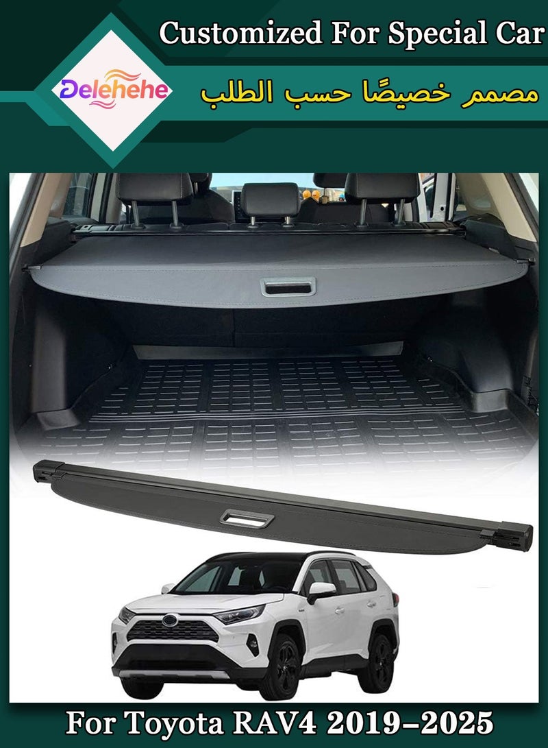Delehehe For Toyota RAV4 2019-2025 Cargo Cover Compatible Accessories - Retractable Rear Luggage Trunk Security Covers Protector Anti Theft Shield Shade, (Carbon Fiber Style) - Image 1