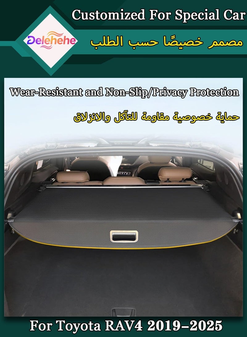 Delehehe For Toyota RAV4 2019-2025 Cargo Cover Compatible Accessories - Retractable Rear Luggage Trunk Security Covers Protector Anti Theft Shield Shade, (Carbon Fiber Style) - Image 2