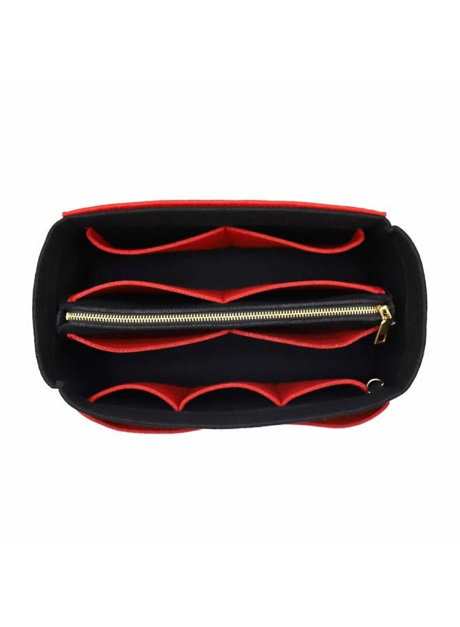 LEXSION منظم حقيبة محفظة مصنوعة من الفelt مع سحاب يناسب Speedy Neverfull MM GM، أسود، أحمر، متوسط - Image 1