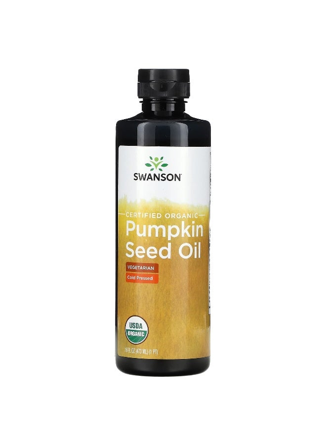Swanson, Certified Organic Pumpkin Seed Oil, 16 fl oz (473 ml) - Image 1