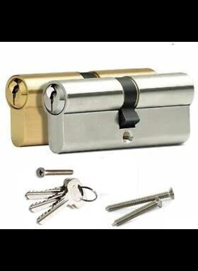 ABBASALI Security Double Cylinder Door Barrel European Door Lock with Keys, Brass Finish, Anti-Shock Anti-Drilling Anti-Pique Door Lock 54mm - Image 1